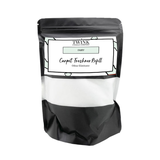 Fairy carpet freshener refill by Twink Candle Company, a 500g resealable pouch of odour-eliminating powder