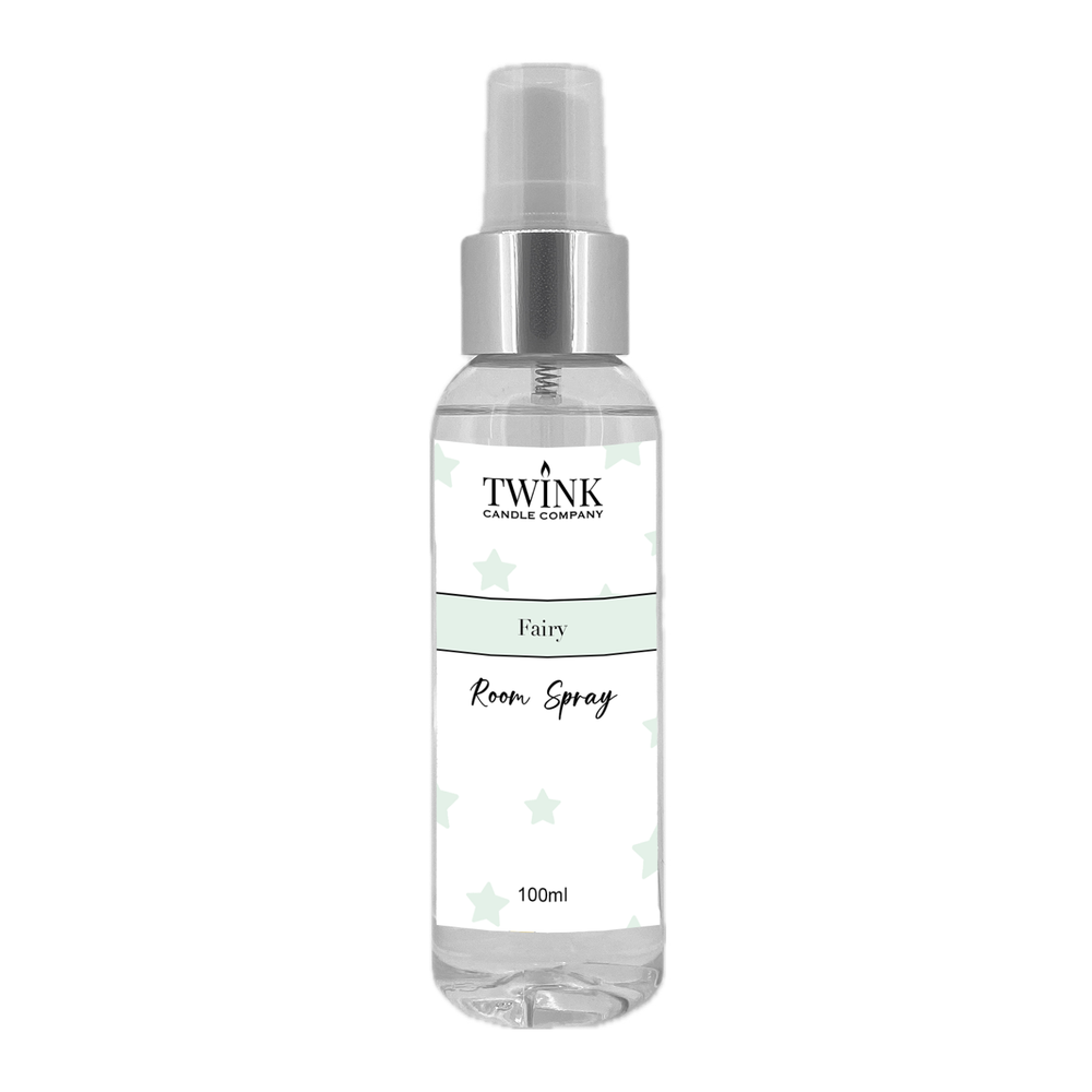 Fairy inspired room spray by Twink Candle Company, a clear 100ml bottle with a spray top