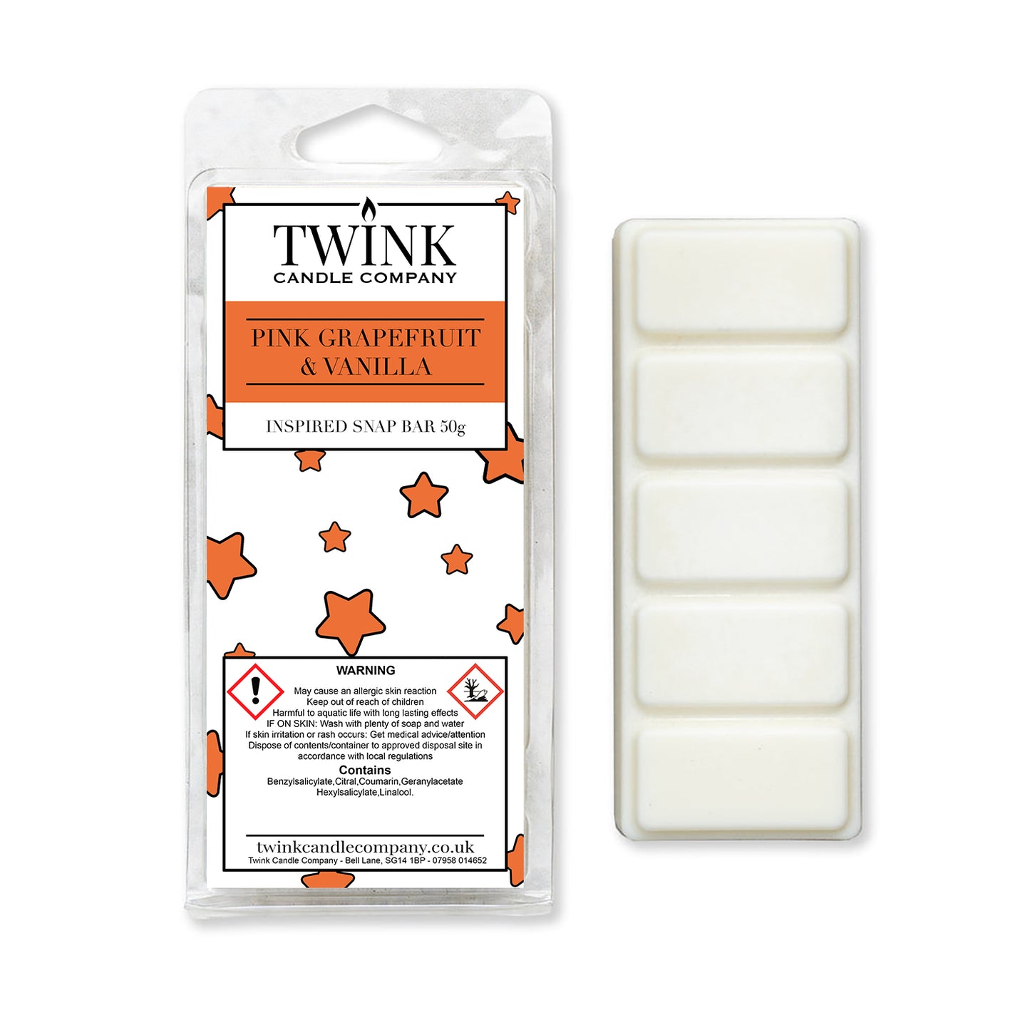Pink Grapefruit & Vanilla (50g) Wax Melt Snap Bar