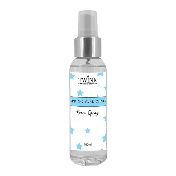 Spring Awakening inspired room spray by Twink Candle Company, a clear 100ml bottle with a spray top
