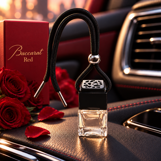 Baccarat Red car diffuser by Twink Candle Company — a luxury designer-inspired dupe fragrance hanging car air freshener