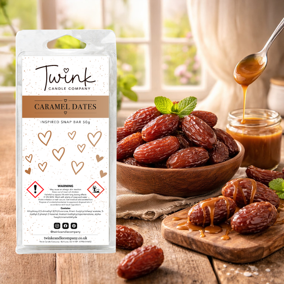 Caramel Dates inspired soy wax melt snap bar by Twink Candle Company