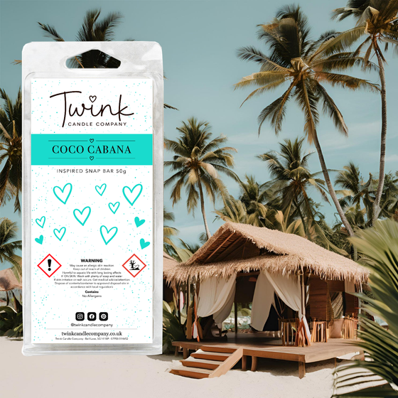 Coco Cabana inspired soy wax melt snap bar by Twink Candle Company