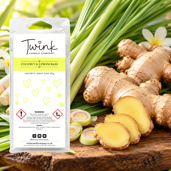 Coconut & Lemongrass inspired soy wax melt snap bar by Twink Candle Company