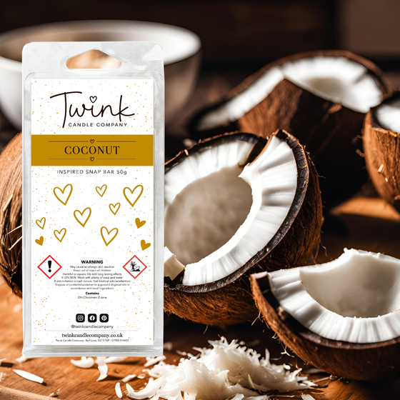 Coconut inspired soy wax melt snap bar by Twink Candle Company