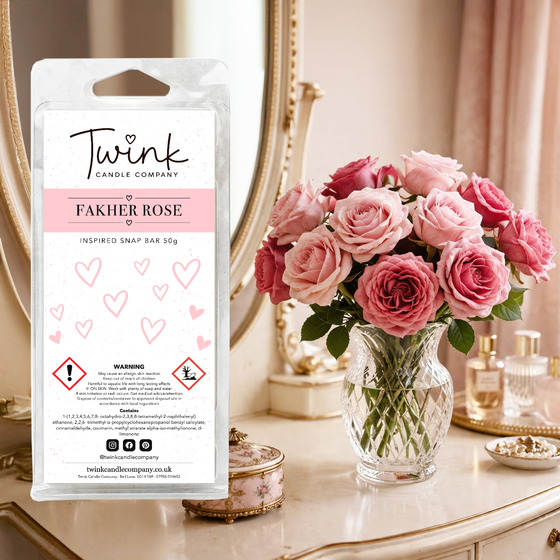 Fakher Rose inspired soy wax melt snap bar by Twink Candle Company