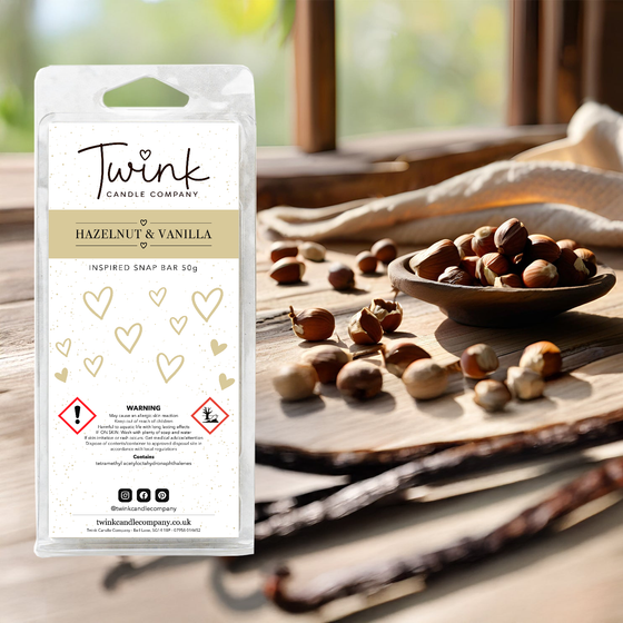 Hazelnut & Vanilla inspired soy wax melt snap bar by Twink Candle Company
