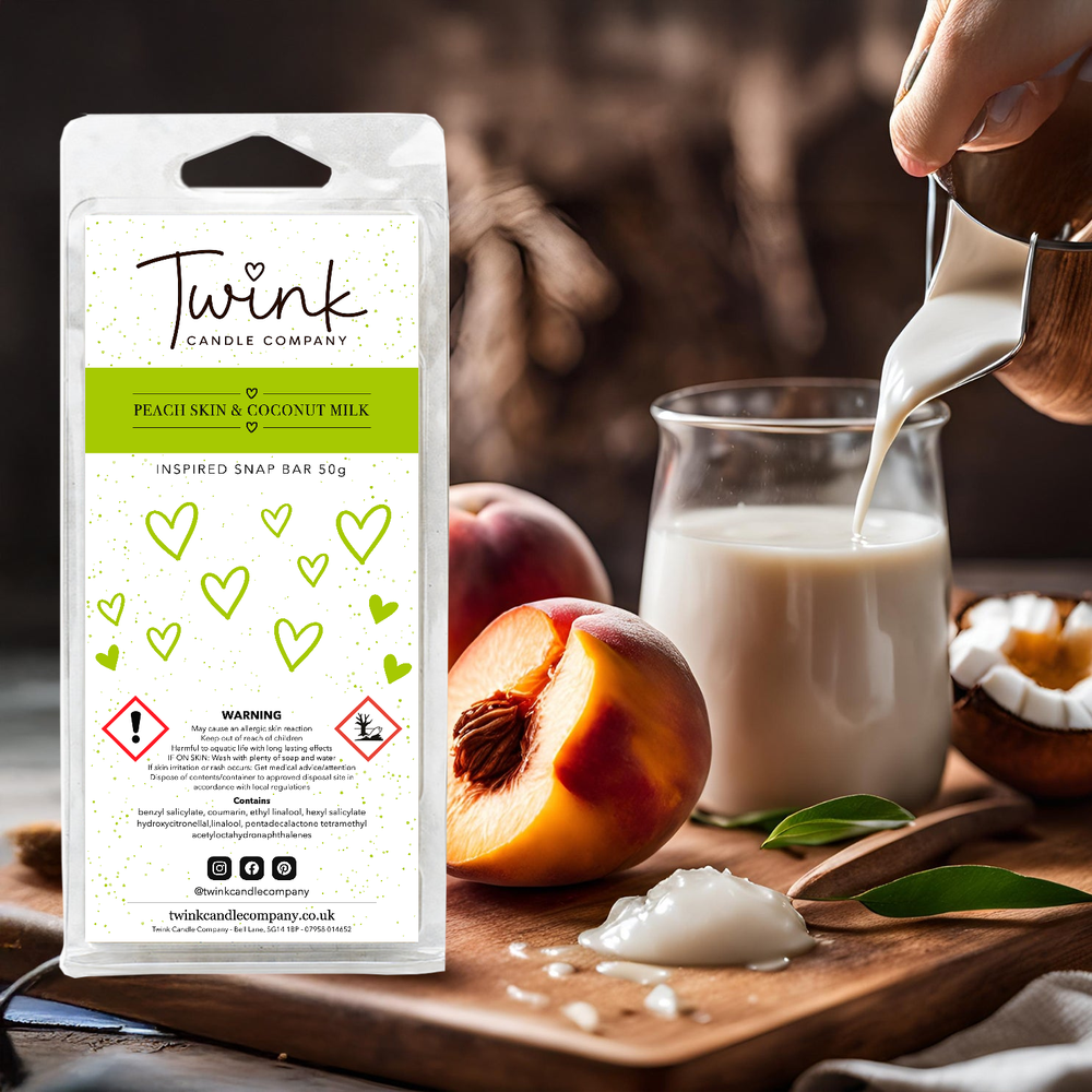 Peach Skin & Coconut Milk inspired soy wax melt snap bar by Twink Candle Company