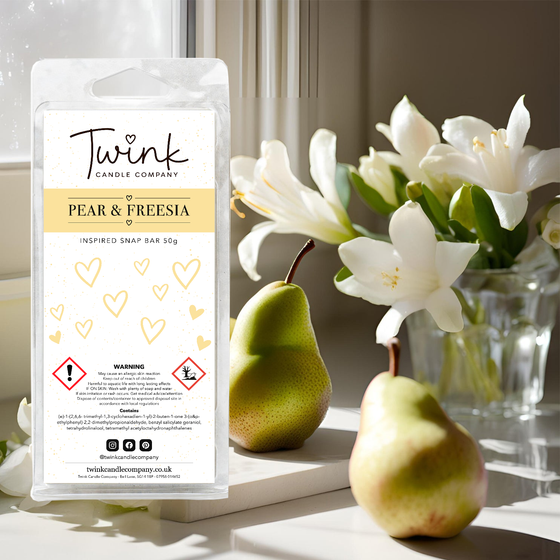 Pear & Freesia soy wax melt snap bar by Twink Candle Company