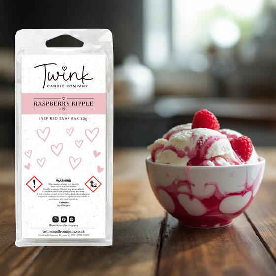 Raspberry Ripple inspired soy wax melt snap bar by Twink Candle Company