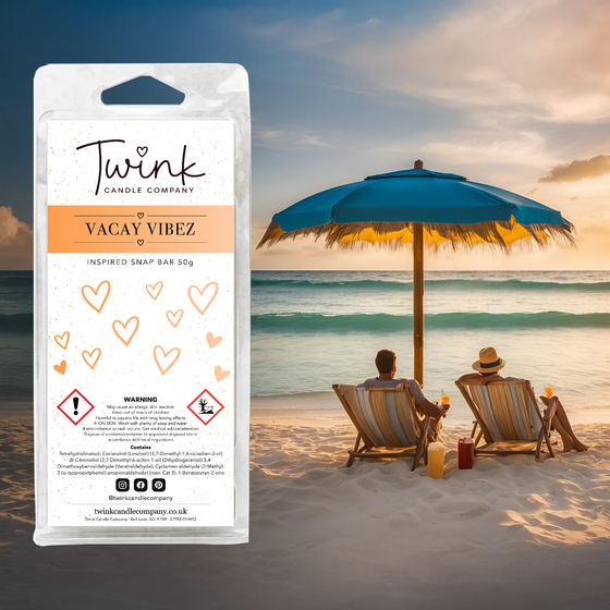 Vacay Vibez inspired soy wax melt snap bar by Twink Candle Company