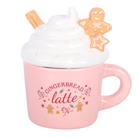Pink gingerbread latte wax/oil burner by Twink Candle Company, side view