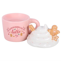 Pink gingerbread latte wax/oil burner by Twink Candle Company, angle view
