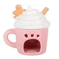 Pink gingerbread latte wax/oil burner by Twink Candle Company, detail view
