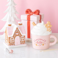 Pink gingerbread latte wax/oil burner by Twink Candle Company, shown with gift box