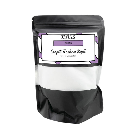 Aliens carpet freshener refill by Twink Candle Company, a 500g resealable pouch of odour-eliminating powder