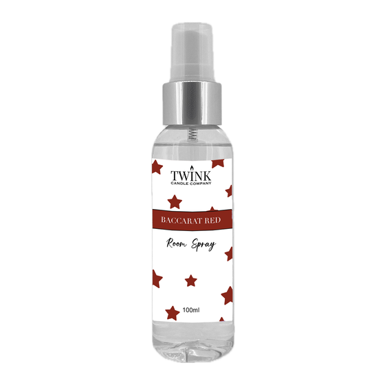 Baccarat Red inspired room spray by Twink Candle Company, a clear 100ml bottle with a spray top