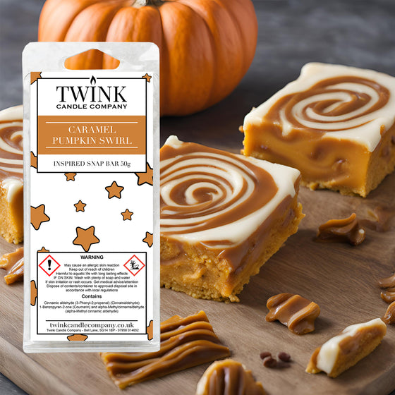 Caramel Pumpkin Swirl soy wax melt snap bar by Twink Candle Company, autumn styled photo