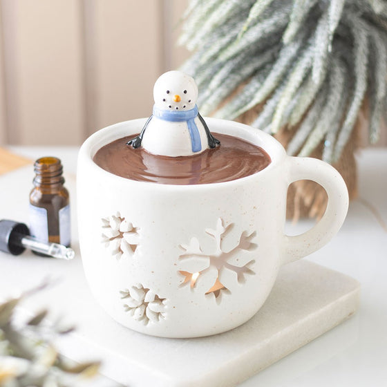 Snowman in a cup ceramic wax/oil burner by Twink Candle Company