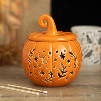 Orange folk pumpkin ceramic wax/oil burner by Twink Candle Company