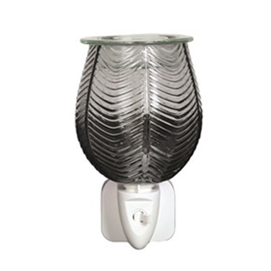 Grey Ribbed Glass Wax/Oil Burner
