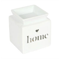 White Home cut-out wax/oil burner by Twink Candle Company, angle view