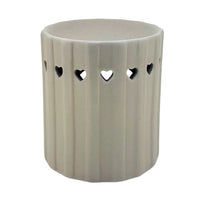 Heart cutout cream tumbler wax and oil burner by Twink Candle Company, a ceramic tea light burner