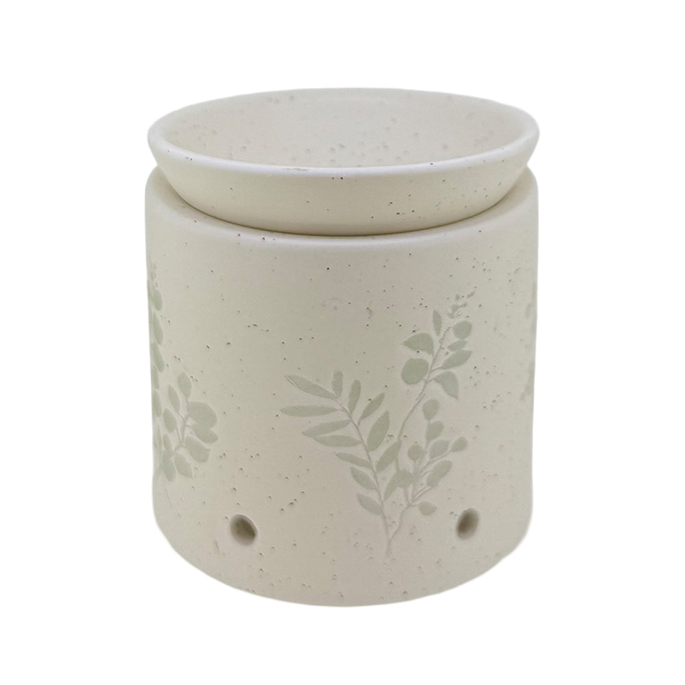 Embossed flower cream wax and oil burner by Twink Candle Company, ceramic with a raised floral design