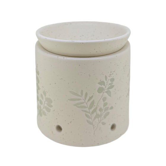 Embossed flower cream wax and oil burner by Twink Candle Company, ceramic with a raised floral design