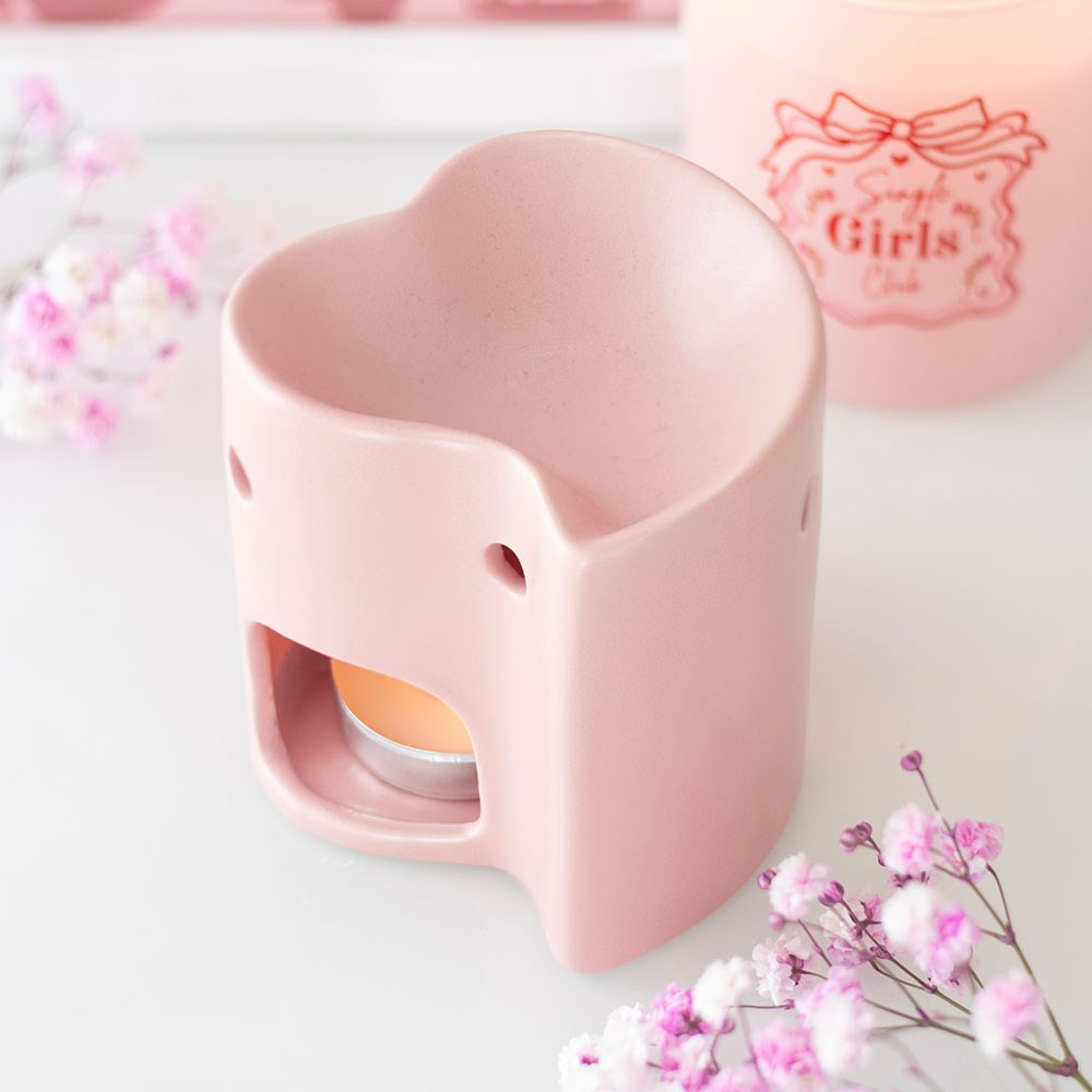 Pink small heart ceramic wax/oil burner by Twink Candle Company