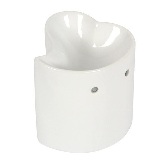 Mini heart wax and oil burner by Twink Candle Company, white ceramic heart shape