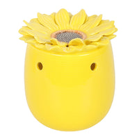 Sunflower wax and oil burner by Twink Candle Company, yellow ceramic seen from another angle
