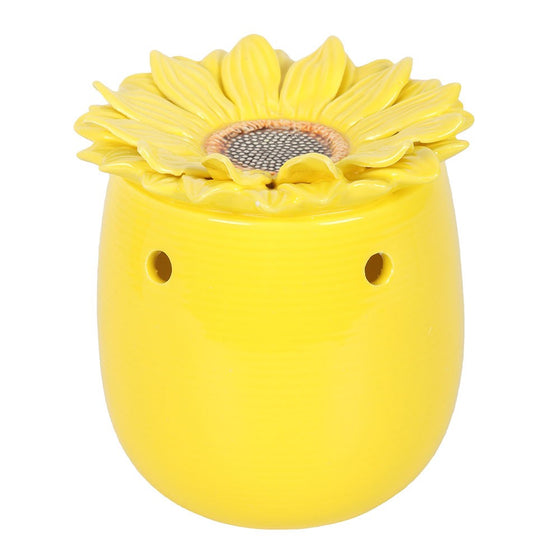 Sunflower wax and oil burner by Twink Candle Company, yellow ceramic seen from another angle