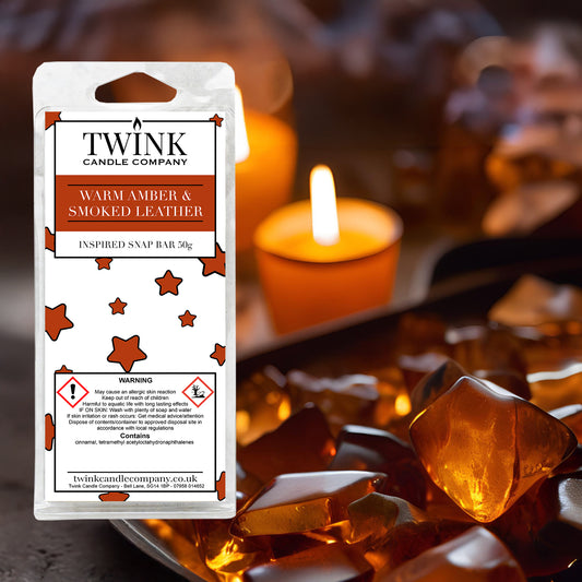 Warm Amber & Smoked Leather (50g) Inspired Snap Bar Wax Melt