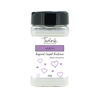 Aliens inspired carpet freshener by Twink Candle Company, a 300g odour-eliminating shaker jar on a white background
