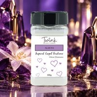 Aliens inspired carpet freshener by Twink Candle Company, a 300g odour-eliminating shaker jar shown in a themed setting
