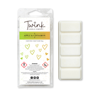 Apple & Cinnamon soy wax melt snap bar with its five break-apart wax melts on a white background, by Twink Candle Company