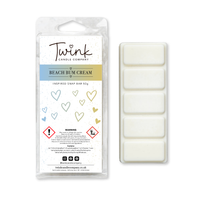 Beach Bum Cream soy wax melt snap bar with its five break-apart wax melts on a white background, by Twink Candle Company