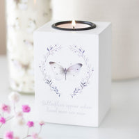 Butterflies Appear t-light holder by Twink Candle Company, styled with pink blossom