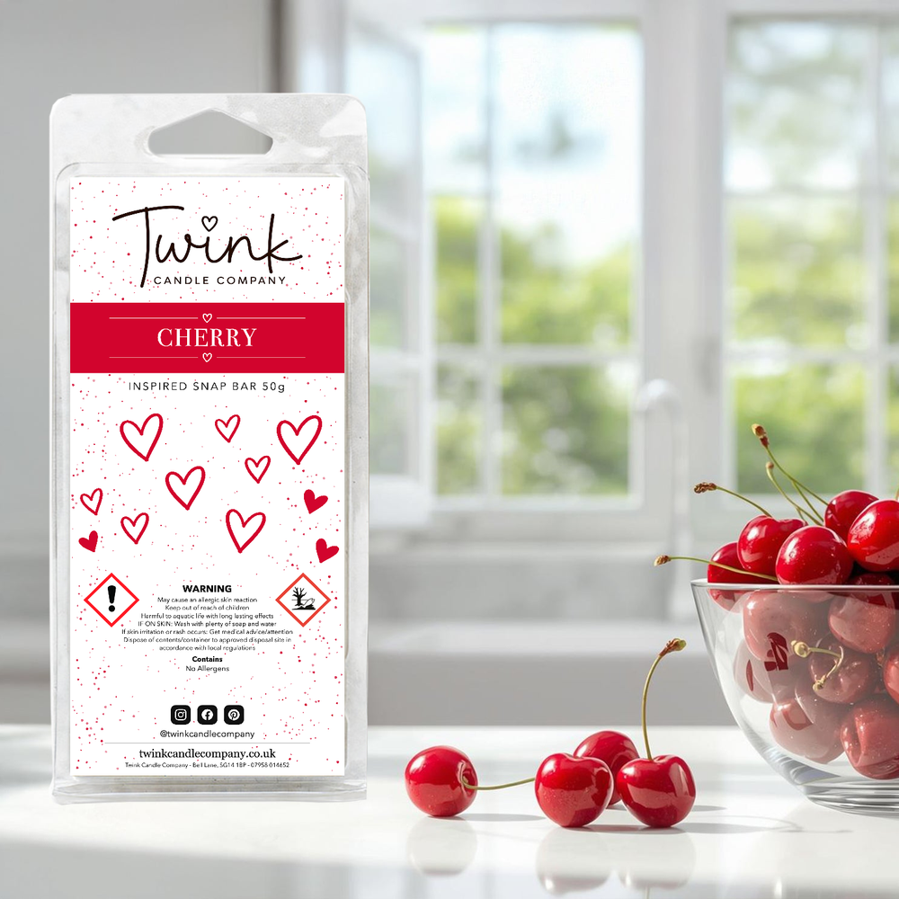 Cherry inspired soy wax melt snap bar by Twink Candle Company