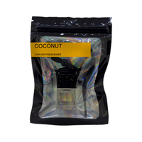 Coconut car air freshener by Twink Candle Company, hanging car vent clip diffuser on a white background