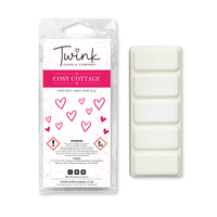 Cosy Cottage soy wax melt snap bar with its five break-apart wax melts on a white background, by Twink Candle Company