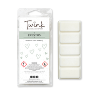 Eventos inspired soy wax melt snap bar with its five break-apart wax melts on a white background, by Twink Candle Company