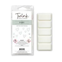 Fairy inspired soy wax melt snap bar with its five break-apart wax melts on a white background, by Twink Candle Company