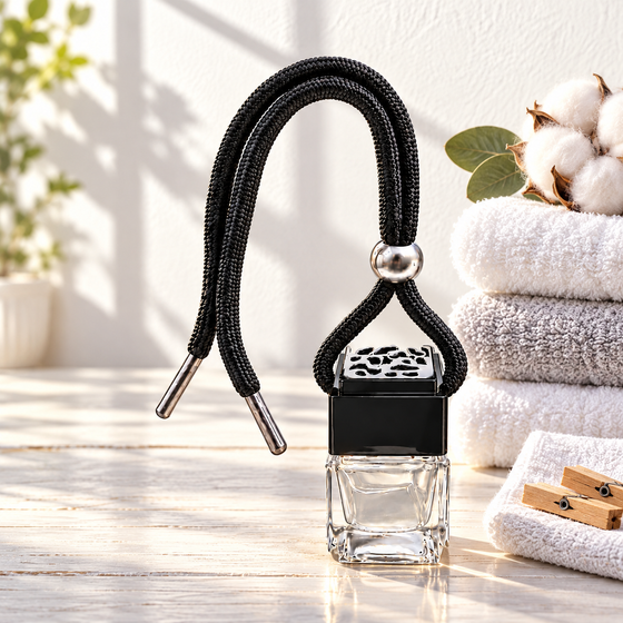 Fluffy Towels car air freshener by Twink Candle Company, hanging car vent clip diffuser