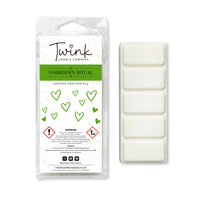 Forbidden Ritual soy wax melt snap bar with its five break-apart wax melts on a white background, by Twink Candle Company
