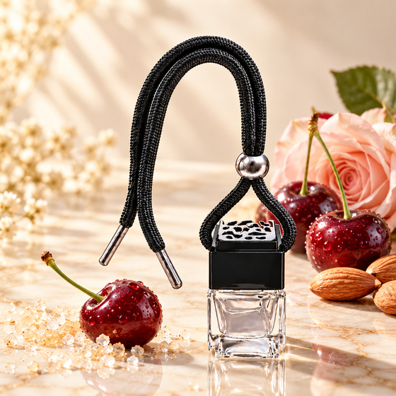 Forgotten Cherry car air freshener by Twink Candle Company, hanging car vent clip diffuser