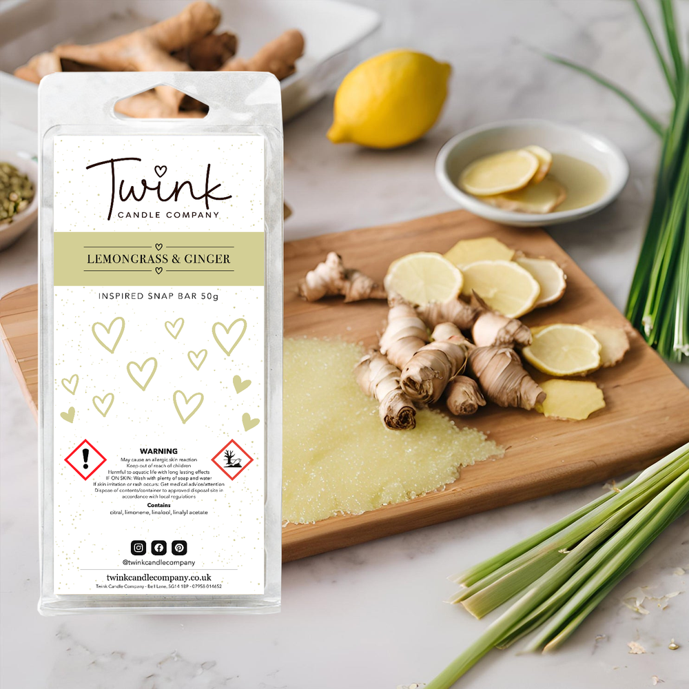 Lemongrass & Ginger soy wax melt snap bar by Twink Candle Company