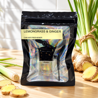 Lemongrass & Ginger car air freshener by Twink Candle Company, hanging vent diffuser styled in a home setting