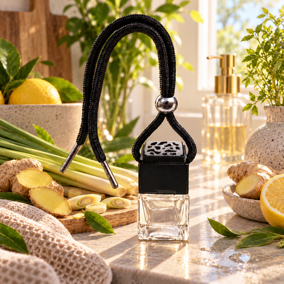 Lemongrass & Ginger car diffuser by Twink Candle Company — a zesty, fresh hanging car air freshener